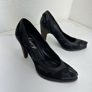 Vtg Envy Sugar Baby Patchwork heels Leather And Fur Women’s Rockabilly 7.5